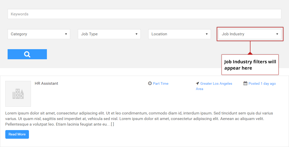 Job Industry Filter on Simple Job Board - Front end