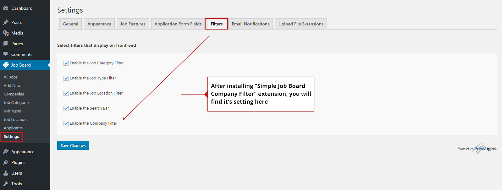 Company filter can be enabled and disabled for front end view