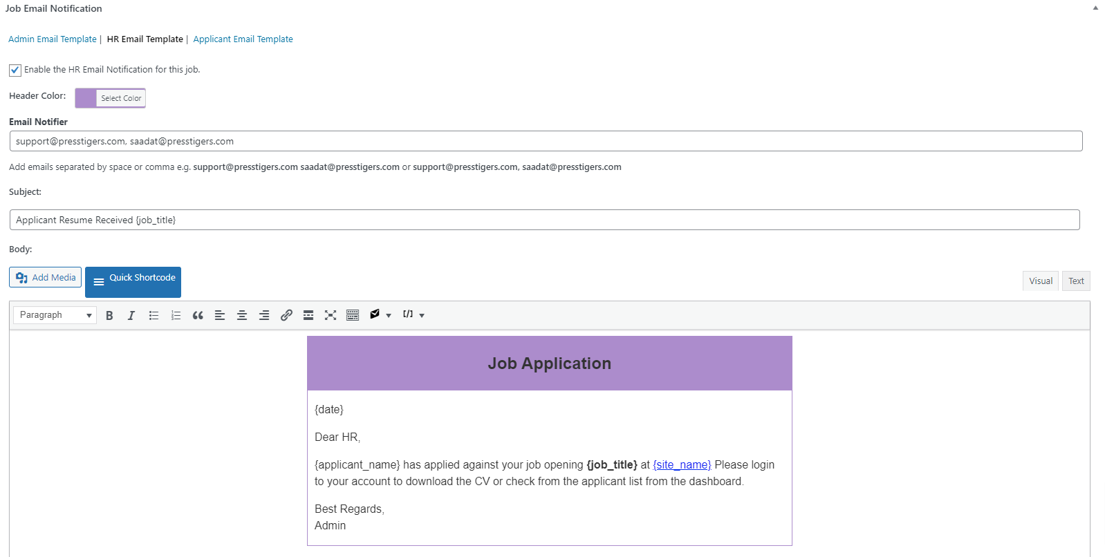 HR Email Template