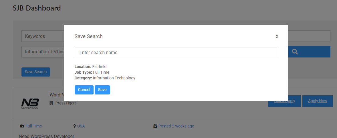 Save Job Search Preferences