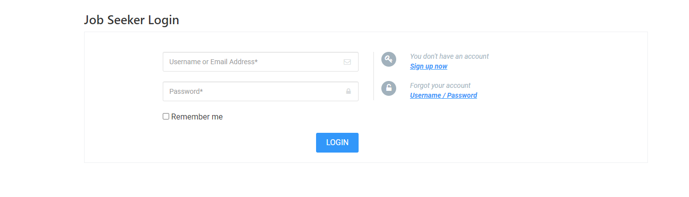 Job Seeker Login Page