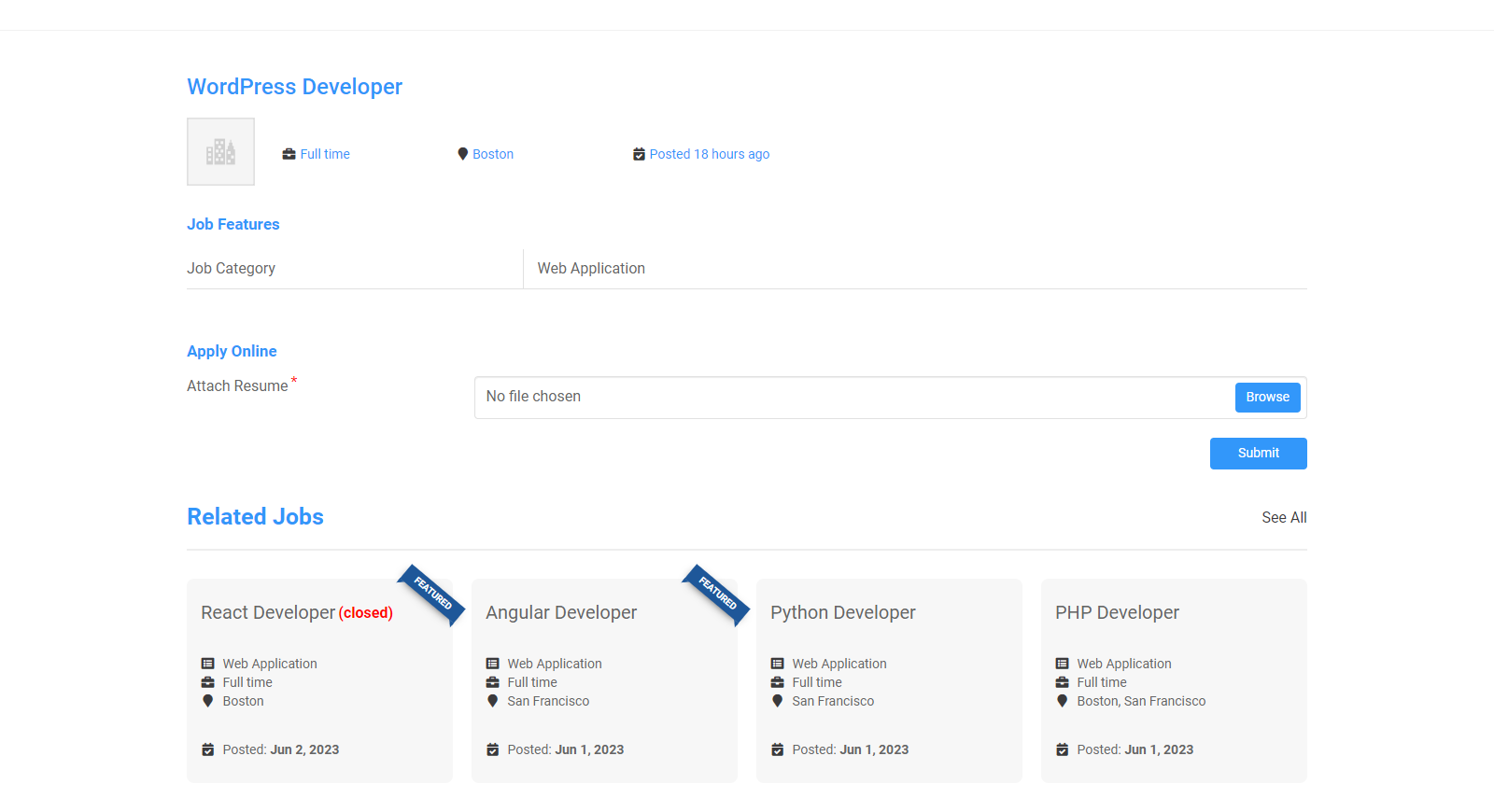 Related Jobs Under Job Detail Page