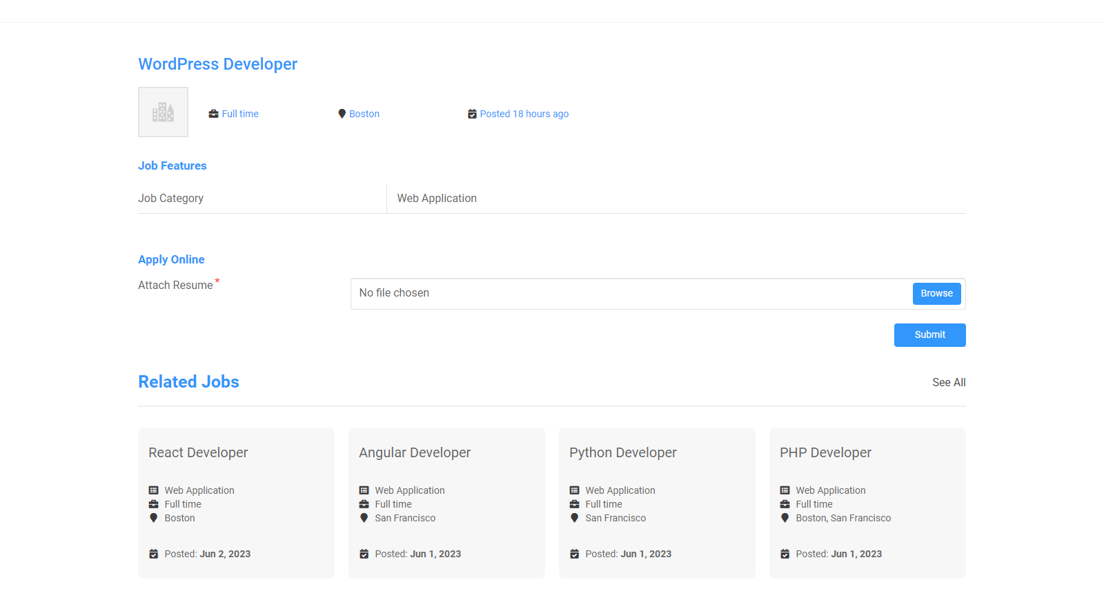 Related Jobs Layout with Featured & Closed Job